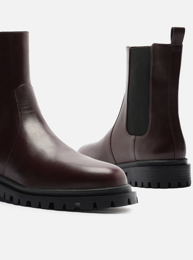 Brandy Low Block Leather Boot Booties F/25