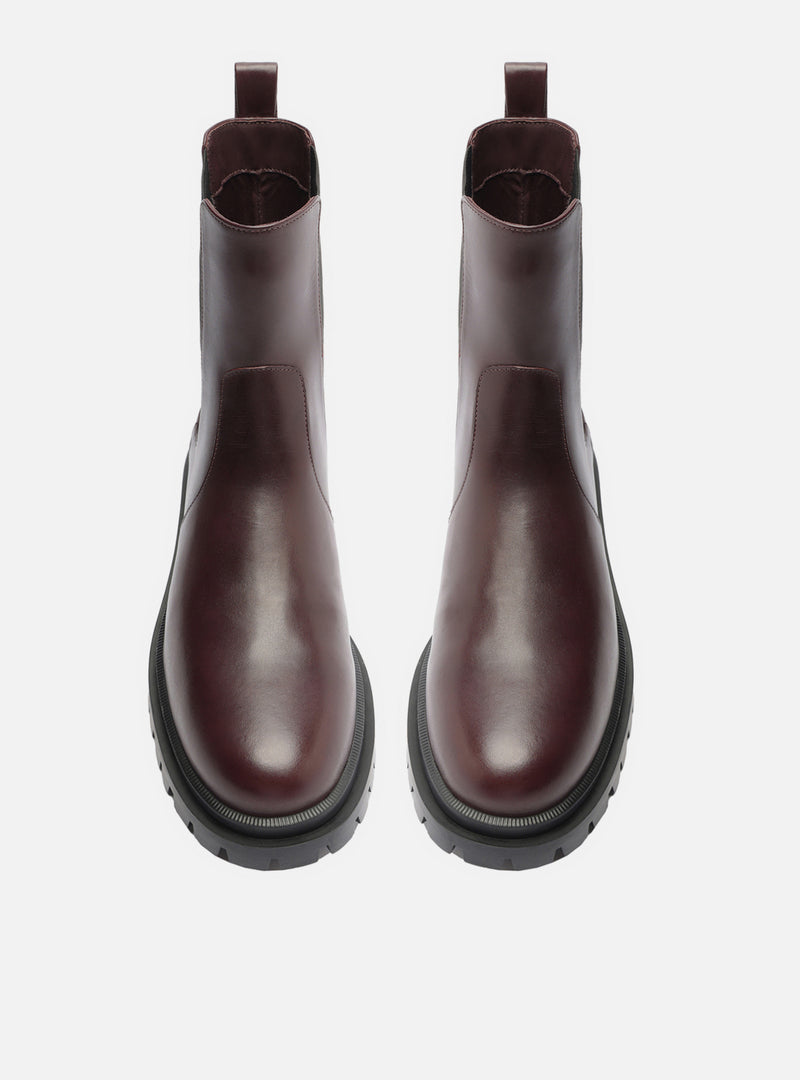 Brandy Low Block Leather Boot Booties F/25