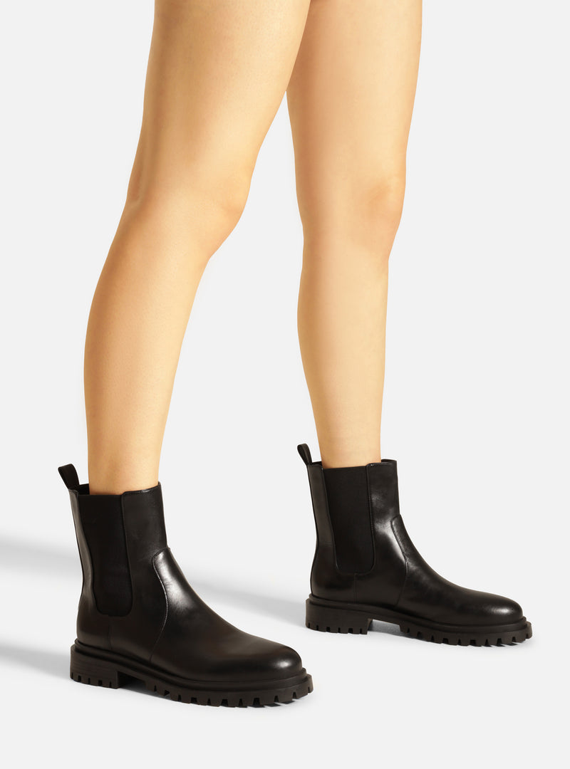 Brandy Low Block Leather Boot Booties F/25