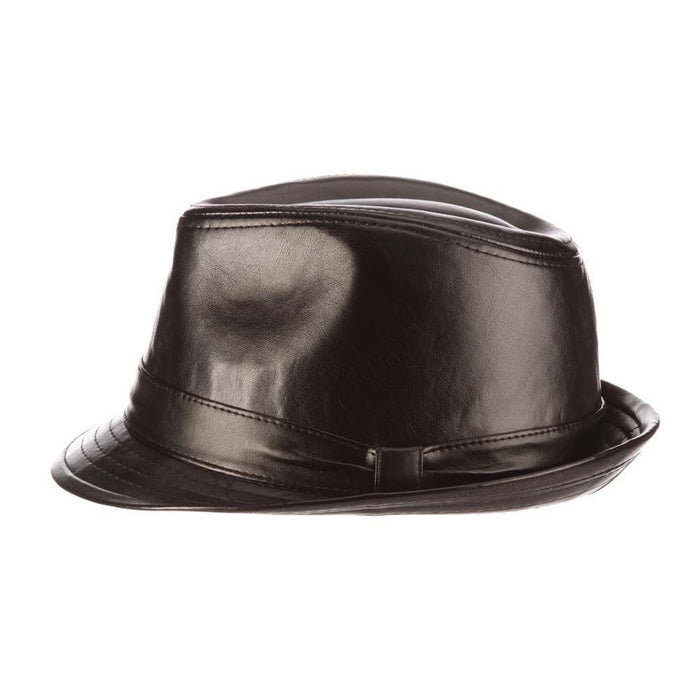 Brown Vegan Leather Fedora - Dorfman Pacific Hats Fedora Hat Dorfman Hat Co.