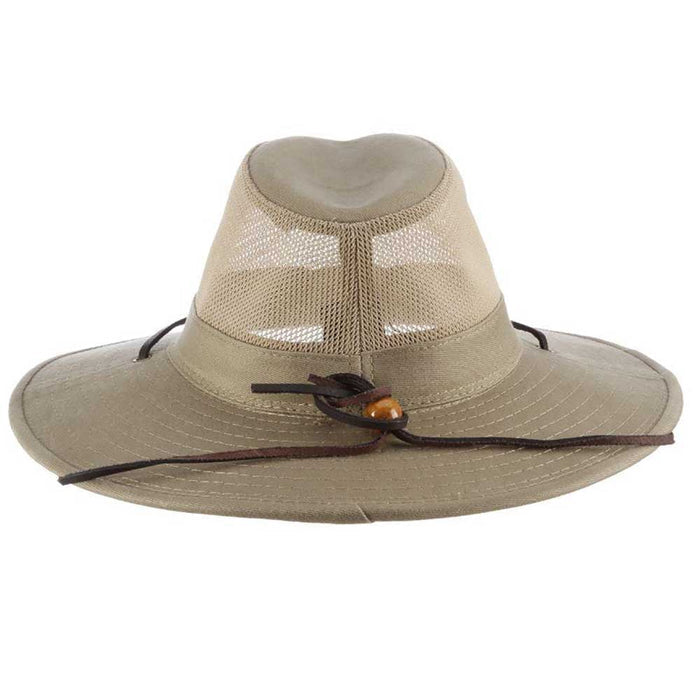 Brushed Twill Mesh Crown Safari with Chin Cord - DPC Outdoor Design Safari Hat Dorfman Hat Co.