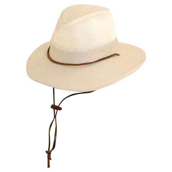Brushed Twill Mesh Crown Safari with Chin Cord - DPC Outdoor Design Safari Hat Dorfman Hat Co.