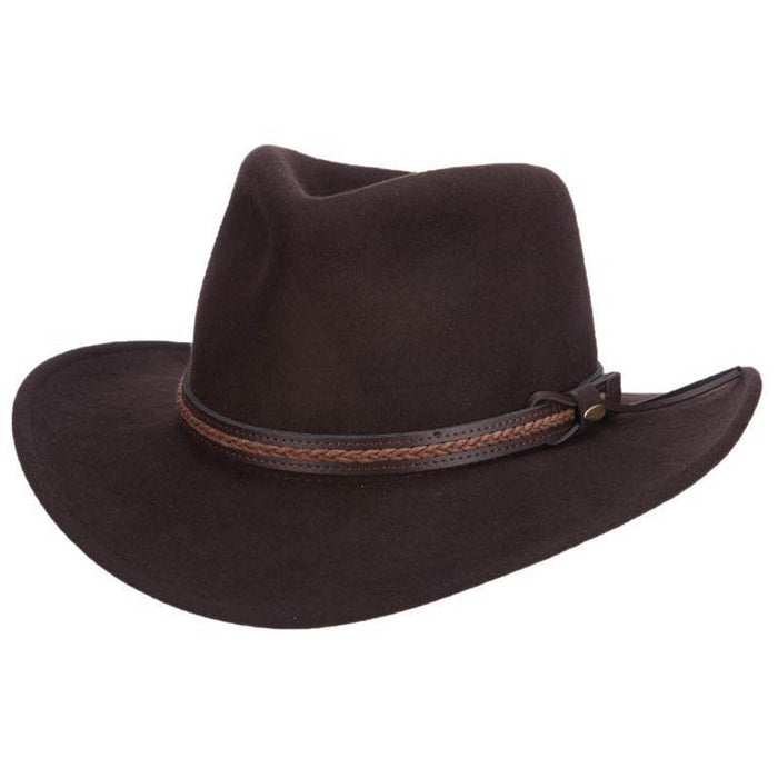 Buffalo Crushable Water Repellent Wool Felt Outback Hat - Scala Hat Safari Hat Scala Hats DF186-CHOC2 Chocolate Medium (57 cm)