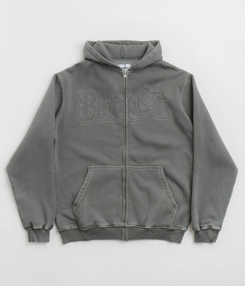 Butter Goods Breakdown Zip-Thru Hoodie in Washed Black