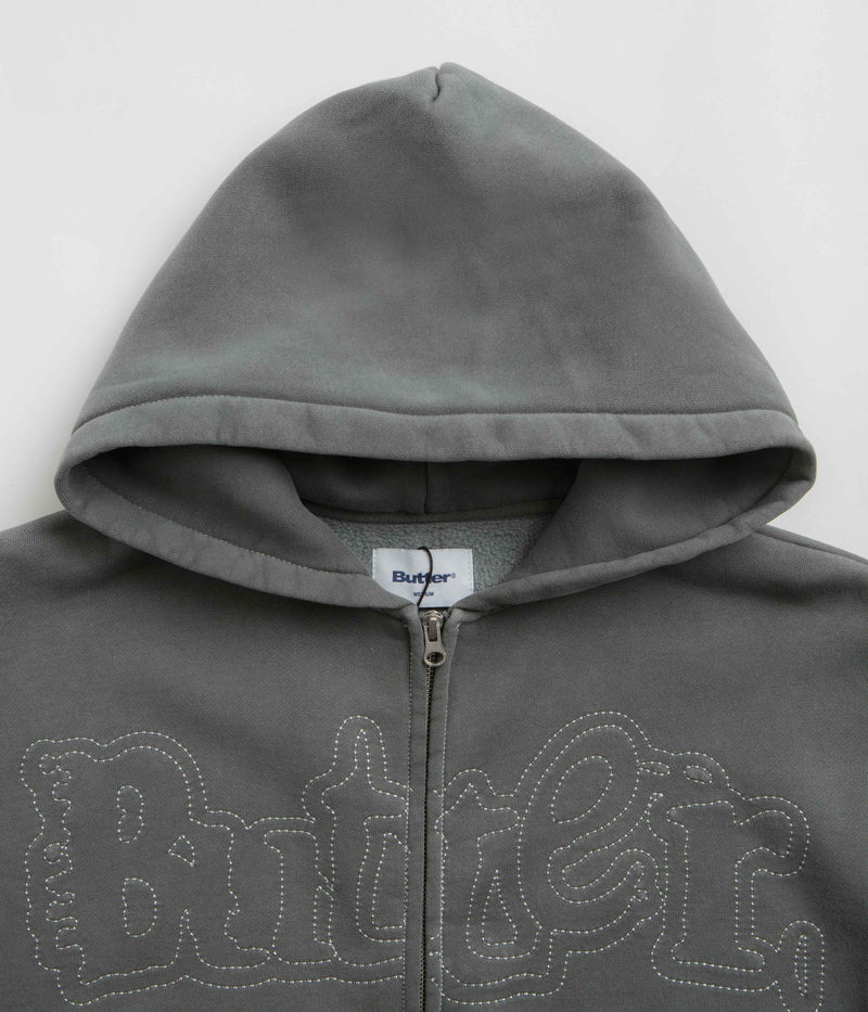 Butter Goods Breakdown Zip-Thru Hoodie in Washed Black