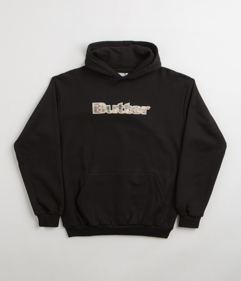 Butter Goods Plaid Applique Hoodie in Black and White