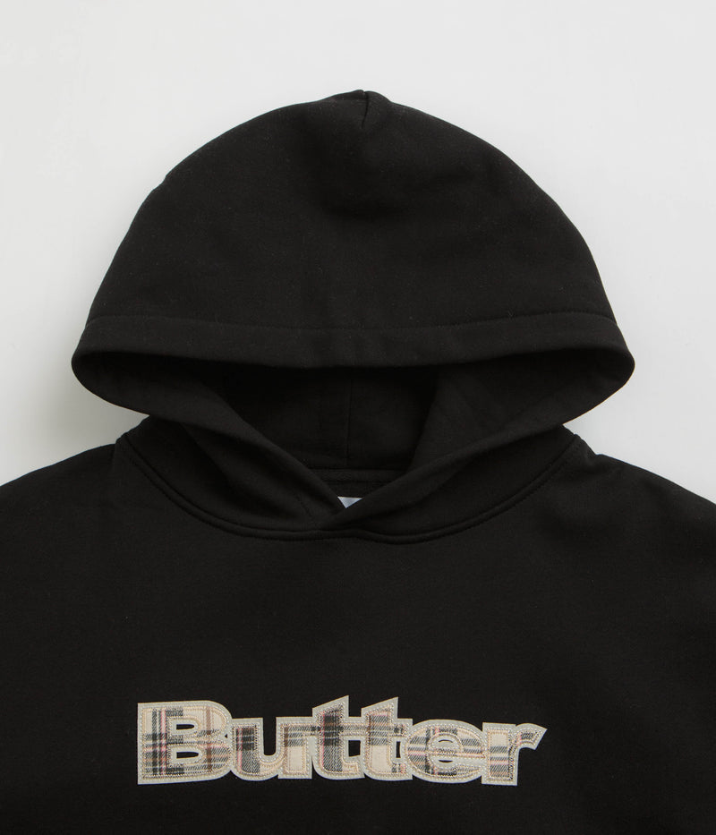 Butter Goods Plaid Applique Hoodie in Black and White
