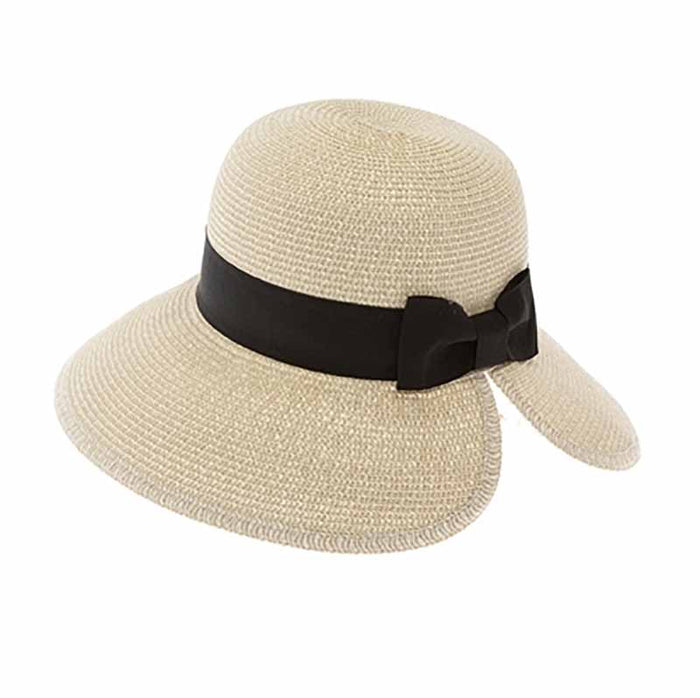 Butterfly Split Brim Sun Hat with Black Ribbon Band - Boardwalk Style Wide Brim Hat Boardwalk Style Hats
