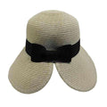 Butterfly Split Brim Sun Hat with Black Ribbon Band - Boardwalk Style Wide Brim Hat Boardwalk Style Hats da1741wh White Tweed Medium (57 cm)