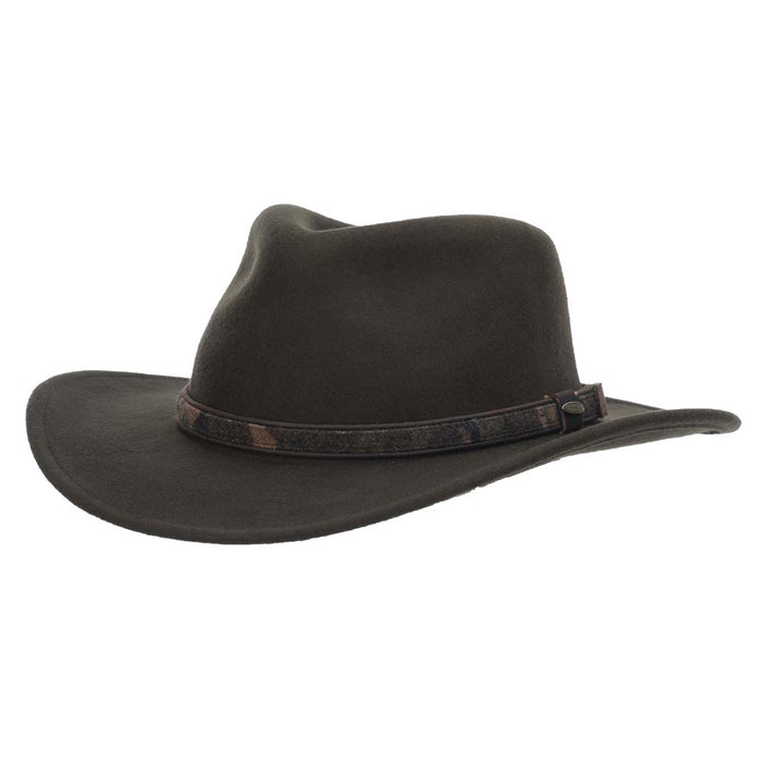 Cairns Crushable Wool Felt Outback Hat - Scala Hat Safari Hat Scala Hats DF205-OLIVE4 Olive X-Large (61 cm)