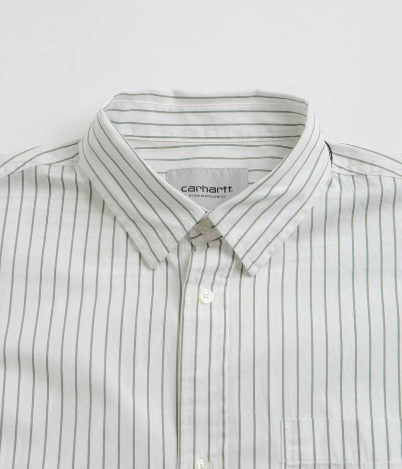 Carhartt Linus Stripe Poplin Shirt in Park and White