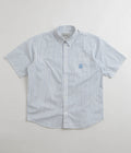Carhartt Linus Stripe Poplin Short Sleeve Shirt in Bleach and White