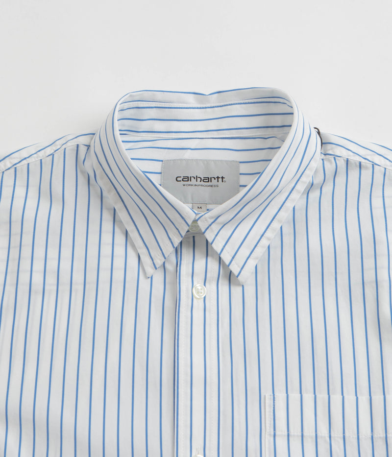 Carhartt Linus Stripe Poplin Short Sleeve Shirt in Bleach and White