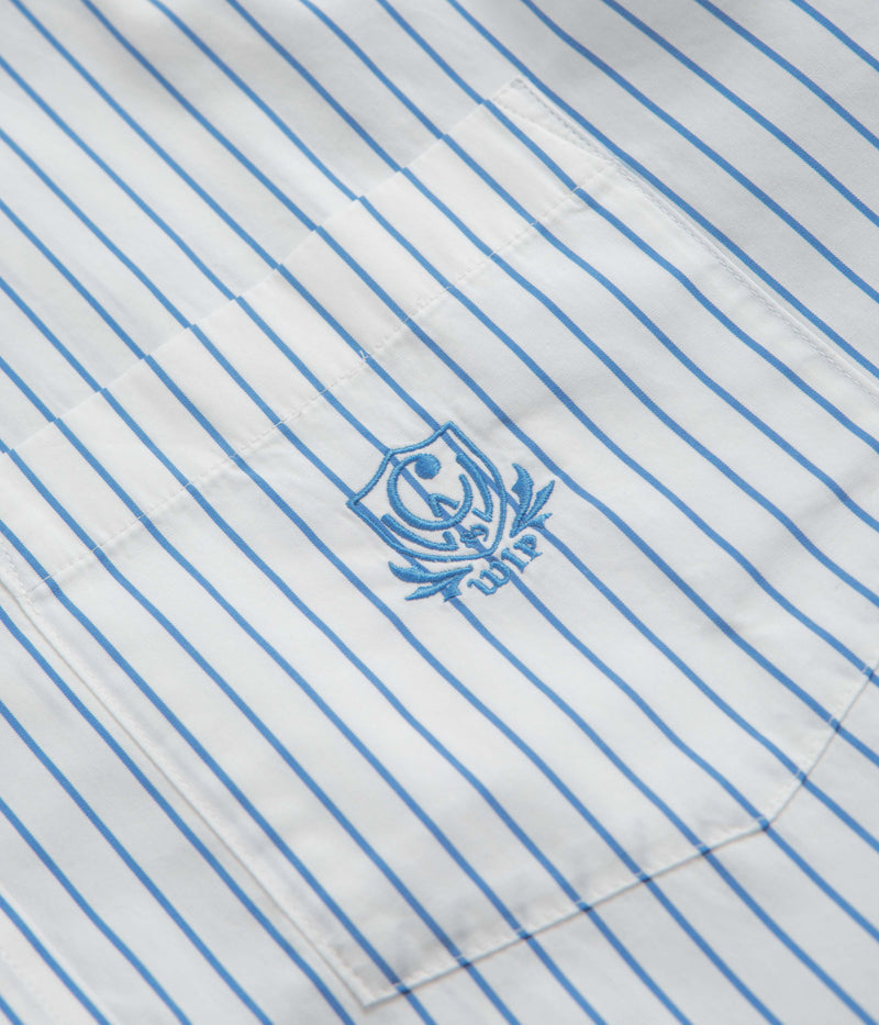 Carhartt Linus Stripe Poplin Short Sleeve Shirt in Bleach and White