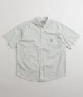 Carhartt Linus Stripe Poplin Short Sleeve Shirt in Park and White