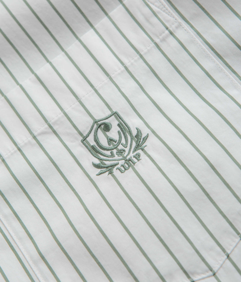 Carhartt Linus Stripe Poplin Short Sleeve Shirt in Park and White