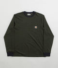 Carhartt Verner Pocket Long Sleeve T-Shirt in Verner Stripe and Dark Navy / Office Green