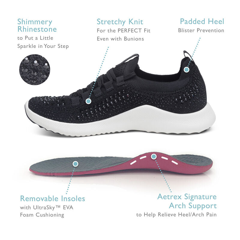 Carly Arch Support Sneakers #color_black-sparkle