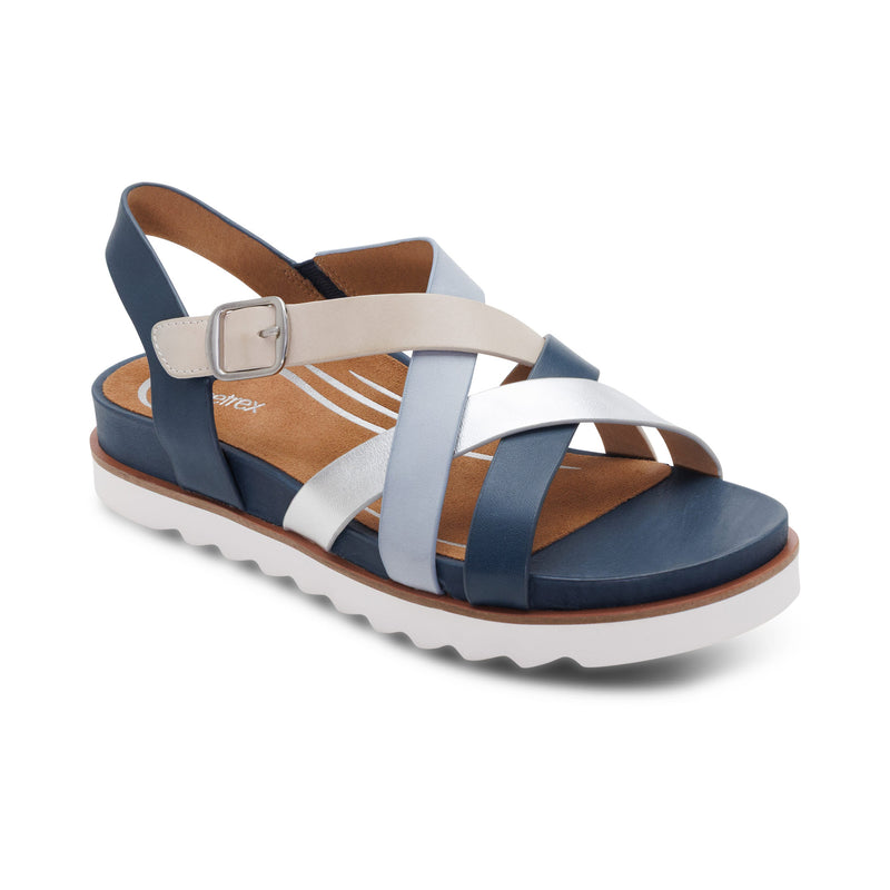 Carmen Cross Band Adjustable Sandal #color_navy multi