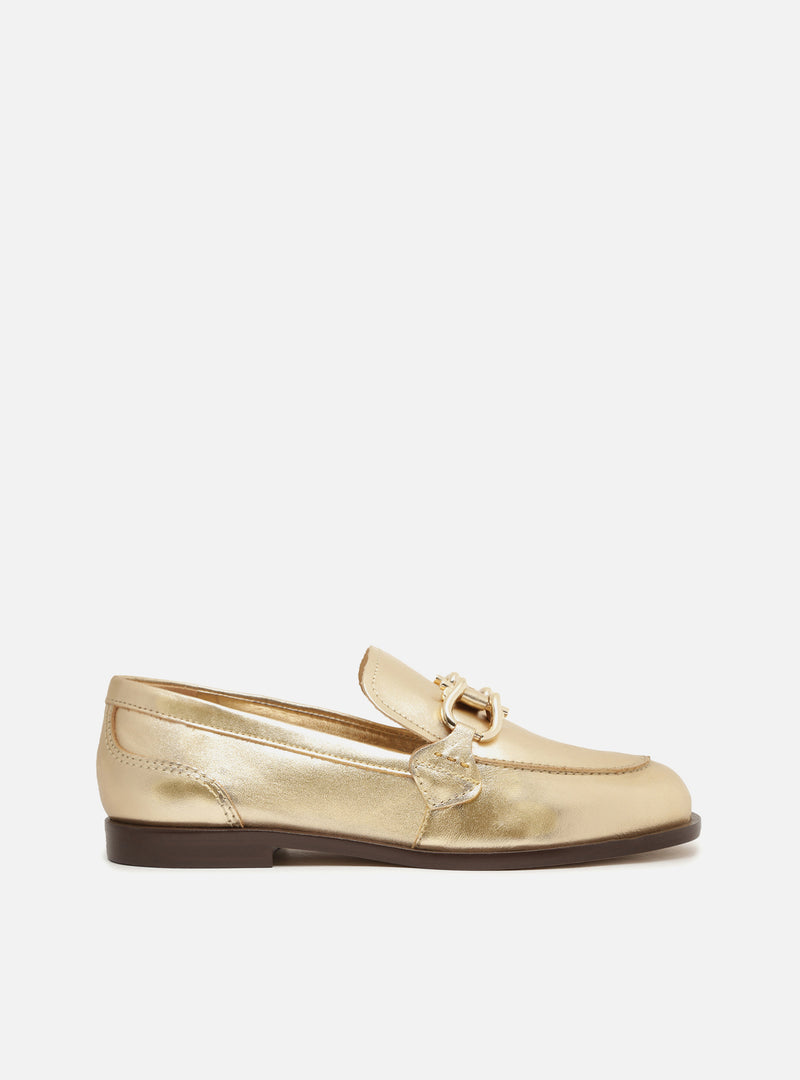 Caroline Gold Leather Loafer Flats FALL 23