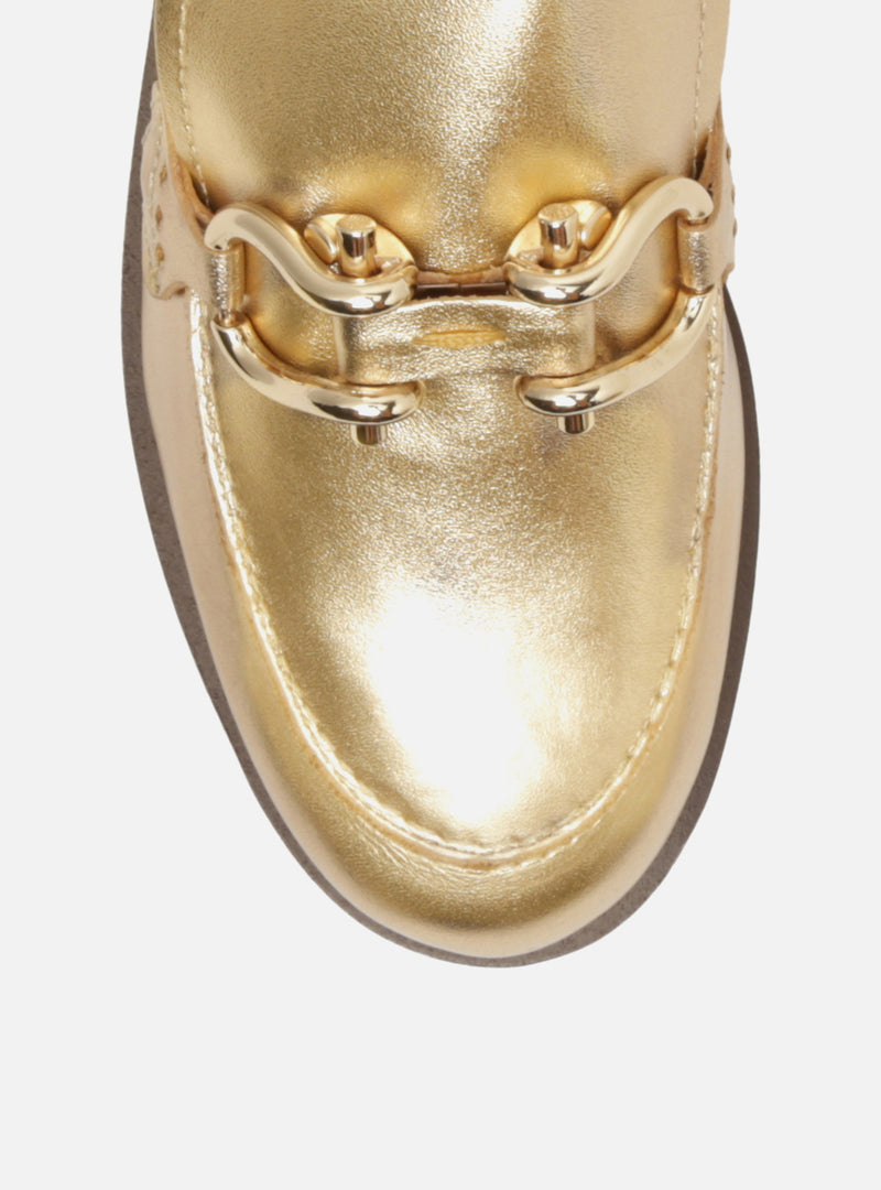 Caroline Gold Leather Loafer Flats FALL 23