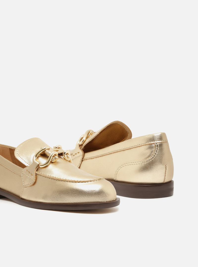 Caroline Gold Leather Loafer Flats FALL 23