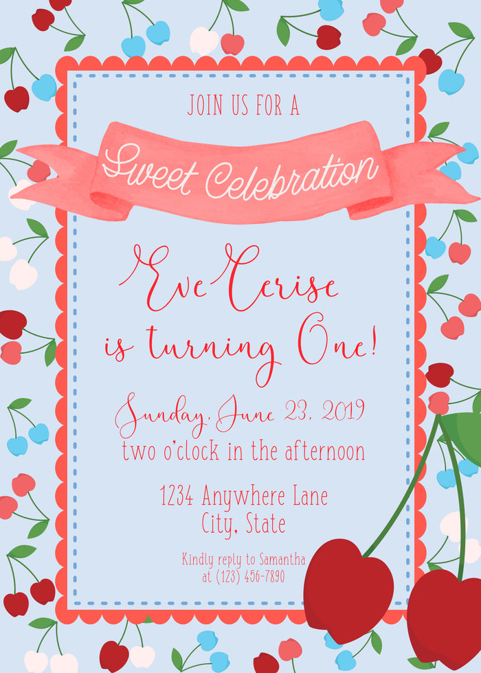 Cherry Sweet Birthday invitation