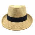 Classic Woven Straw Summer Fedora Hat for Small Heads - JSA Hats Fedora Hat Jeanne Simmons Accessories JS1237NAT Natural Small (56cm)
