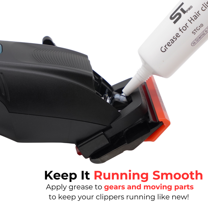 Supreme Trimmer Clipper Grease Applied to Professional Clipper Blade