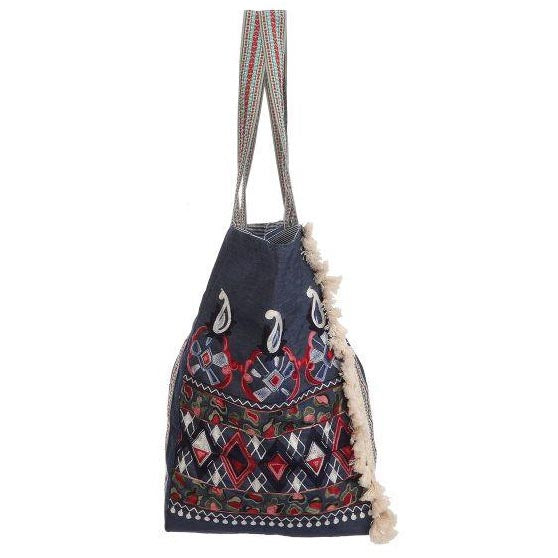 Colorful Embroidered Tote with Ribbon Handles - Cappelli Straworld Bags Bags Cappelli Straworld