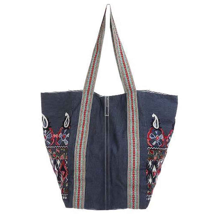 Colorful Embroidered Tote with Ribbon Handles - Cappelli Straworld Bags Bags Cappelli Straworld