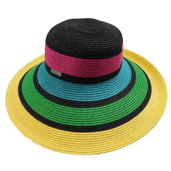 Colorful Striped Summer Floppy Hat by San Diego Hat Company Wide Brim Sun Hat San Diego Hat Company ubl6811yw Multicolor