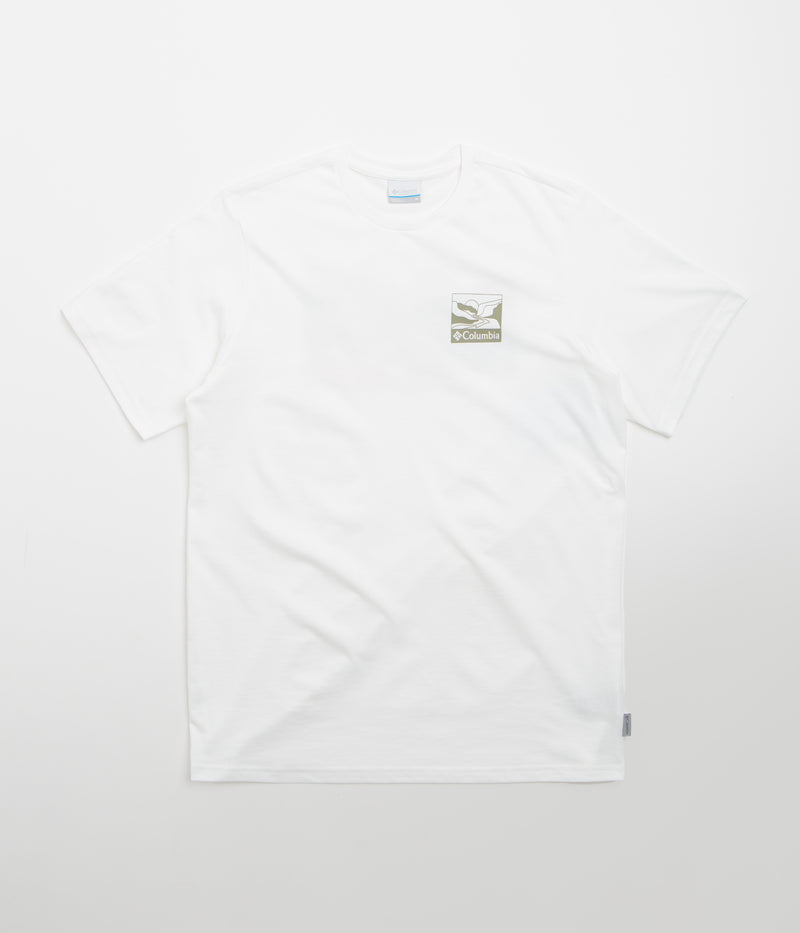 Columbia Explorers Canyon Back T-Shirt in White and Trailscape