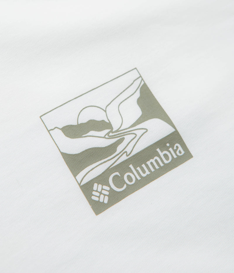 Columbia Explorers Canyon Back T-Shirt in White and Trailscape