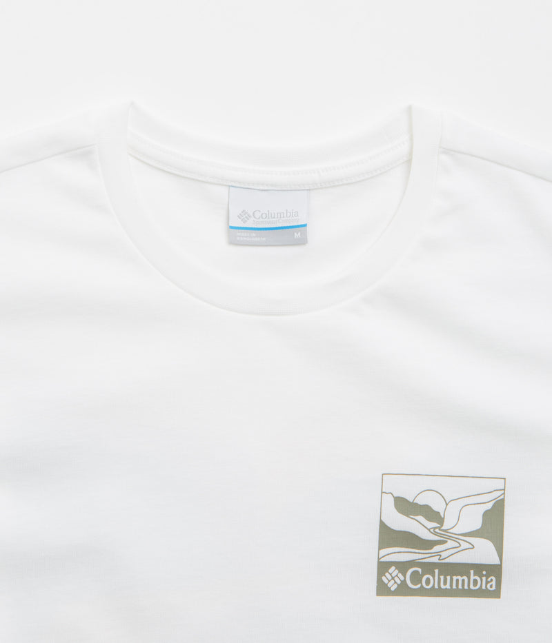 Columbia Explorers Canyon Back T-Shirt in White and Trailscape