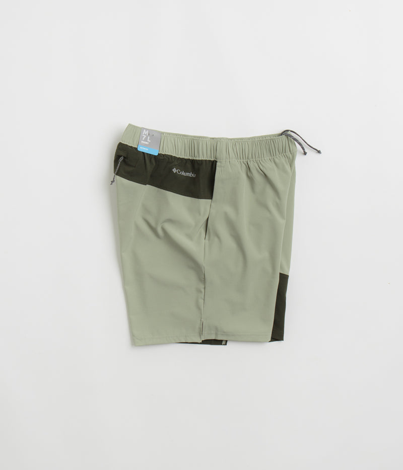 Columbia Hike Color Block Shorts in Safari and Greenscape