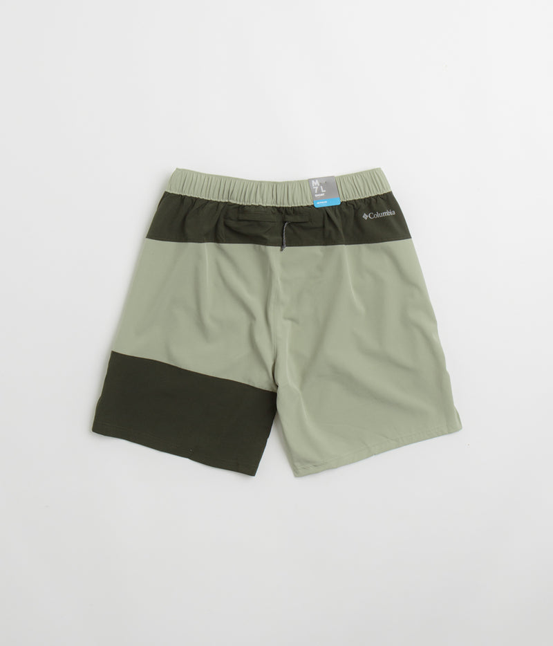 Columbia Hike Color Block Shorts in Safari and Greenscape