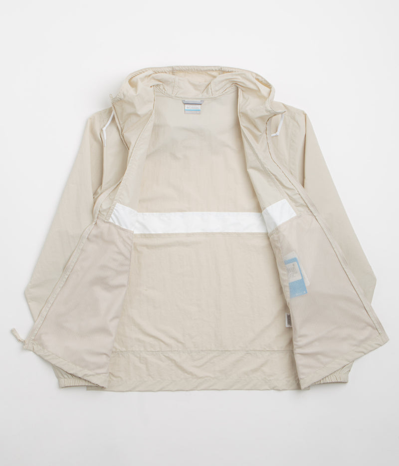 Columbia Spire Valley Hooded Windbreaker Jacket in Dark Stone and White