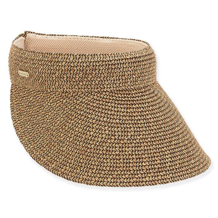 Comfort Slip On Glitzy Straw Sun Visor - Sun 'N' Sand Hats Visor Cap Sun N Sand Hats HH2736D Brown / Gold