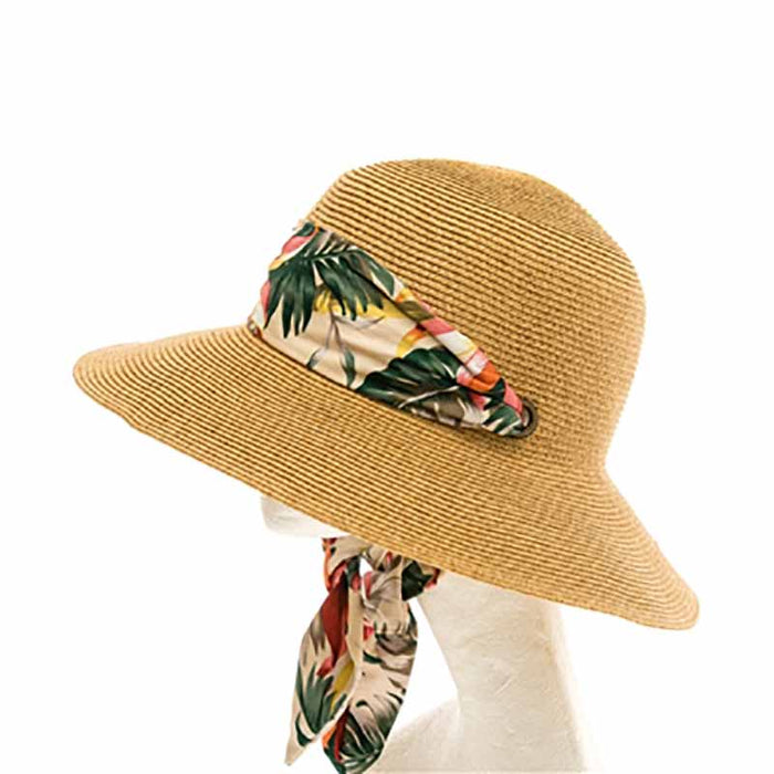 Convertible Sun Hat with Sash - Boardwalk Style Wide Brim Hat Boardwalk Style Hats