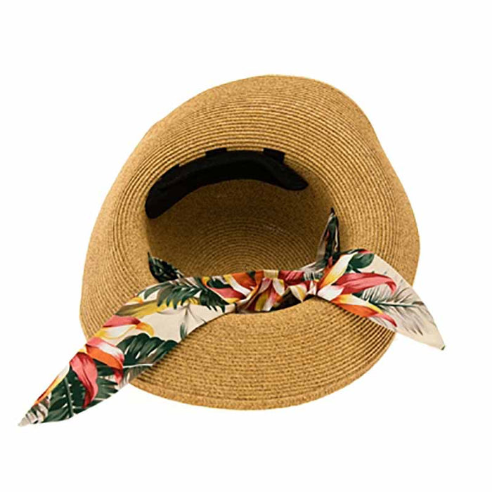 Convertible Sun Hat with Sash - Boardwalk Style Wide Brim Hat Boardwalk Style Hats