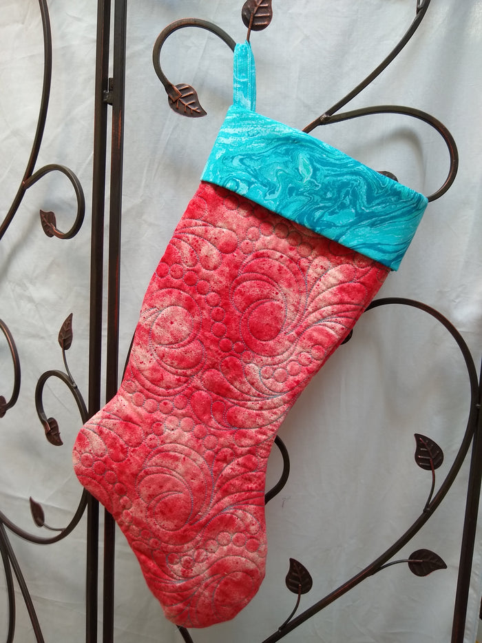 Coral and Aqua Stocking