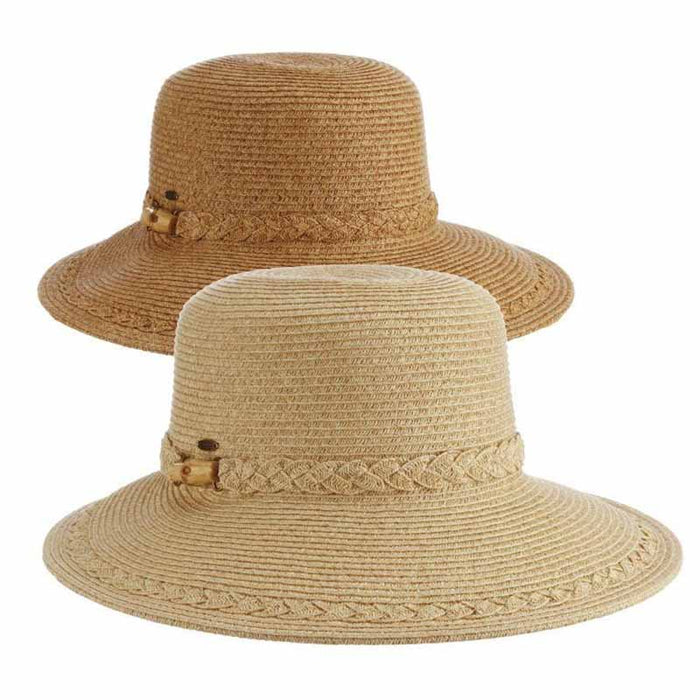 Cornwall Asymmetrical Brim Sun Hat - Scala Collezione Wide Brim Hat Scala Hats lp287tt Toast Medium (57 cm)