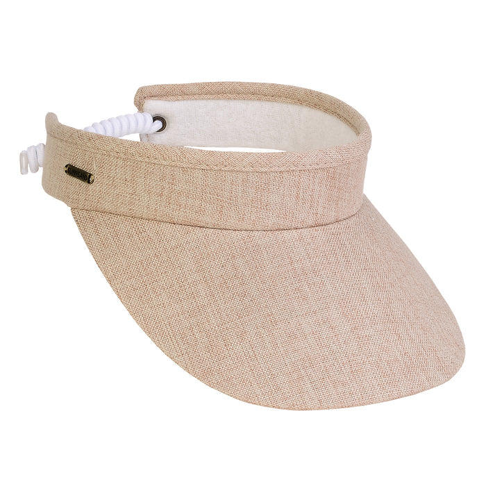 Cotton Linen Sun Visor with Coil Closure - Sun 'N' Sand Hats Visor Cap Sun N Sand Hats HH3404B Beige