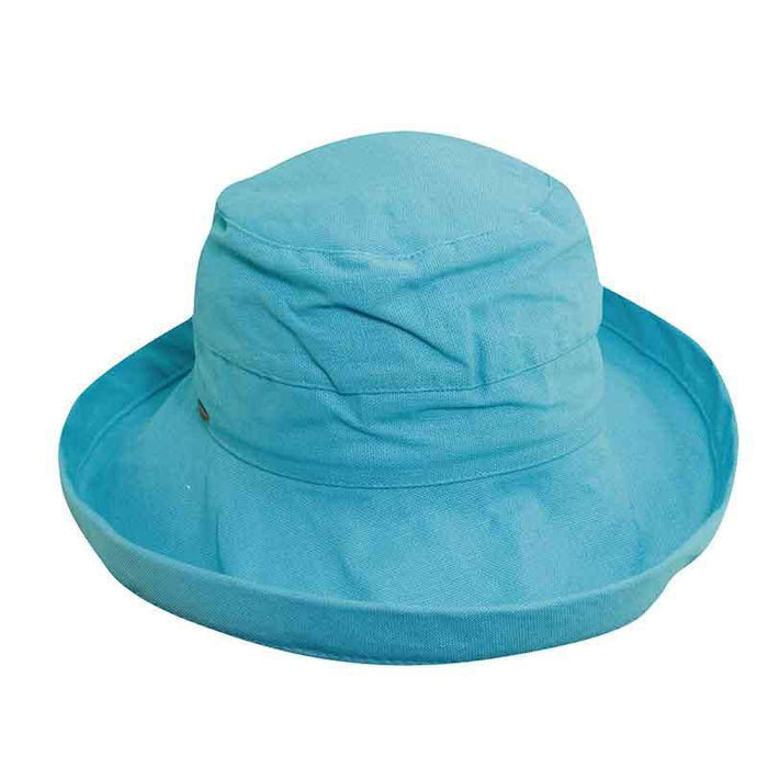 Cotton Up Turned Brim Golf Hat, Petite - Scala Collection Hats Kettle Brim Hat Scala Hats c399SK Sky