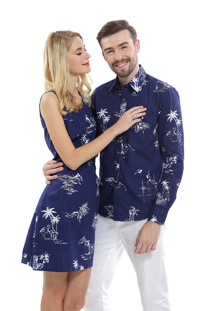 Couple Aina Set in Classic Map Navy