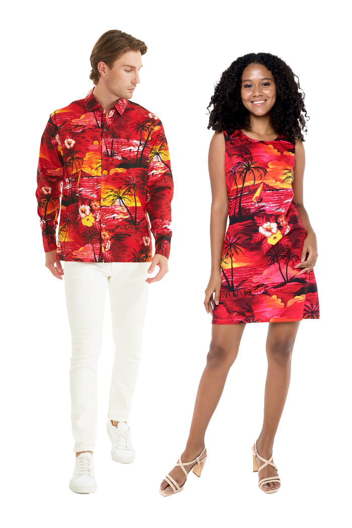 Couple Aina Set in Dolphin Sunset Red