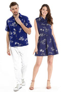 Couple Hoku Set in Classic Map Navy