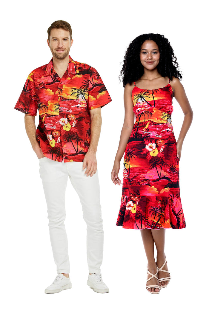 Couple Molokai Set in Dolphin Sunset Red