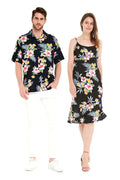 Couple Molokai Set in Hibiscus Black